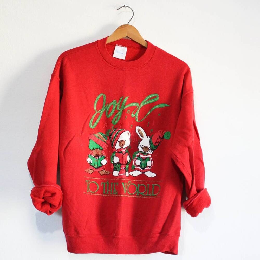 Vintage Joy To The World Holiday Sweatshirt Large